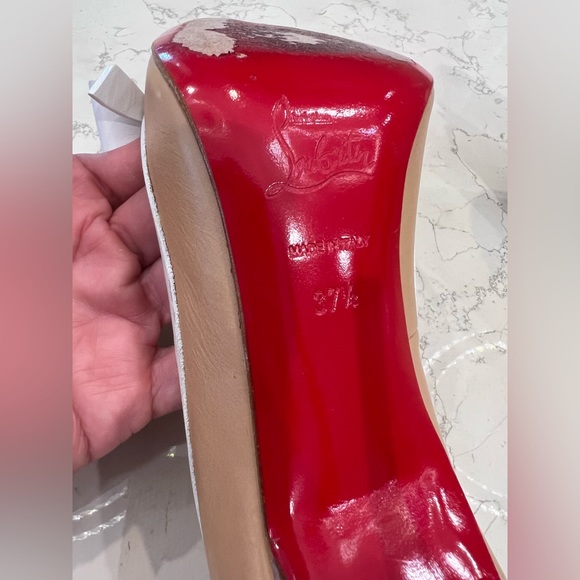 Christian Louboutin, beautiful beige heels with white bow, size 37.5 - Picture 13 of 13